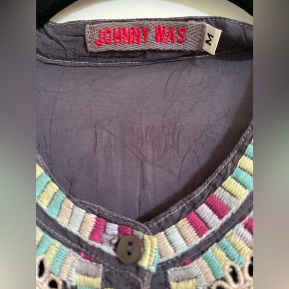 Johnny Was grey embroidered medium tunic - Picture 3 of 8